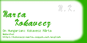 marta kokavecz business card